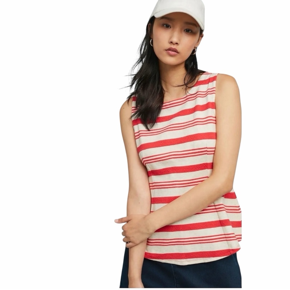 NEW Anthropologie Vanessa Virginia Striped Sleeveless Peplum Top size Small